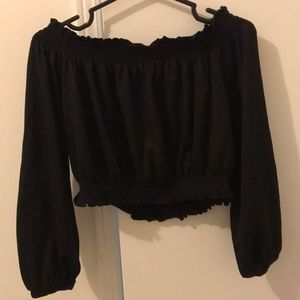 off shoulder black crop top